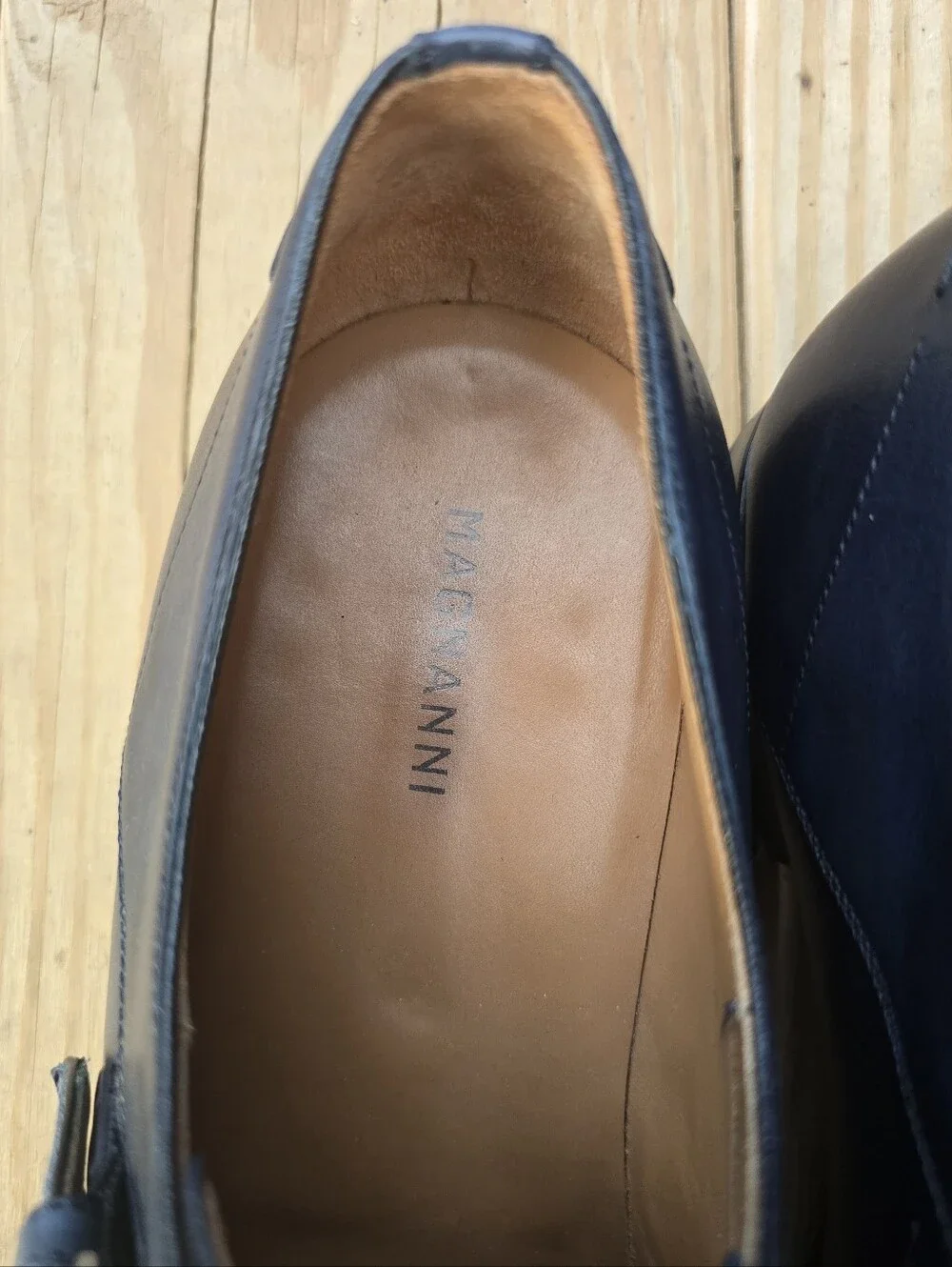 Magnanni, Marco II Monk Strap Dress Shoes, Blue Leather, Sz 8.5M